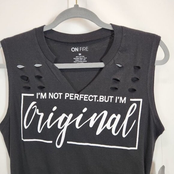 On Fire Sleeveless Printed‎ Graphic Tee Shirt in Black - Size Medium - Picture 3 of 6